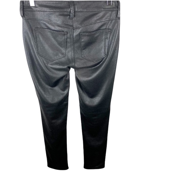 Fade to Blue Crocodile Reptile Textured Black Coated Skinny Pants Size 26 - Picture 6 of 11